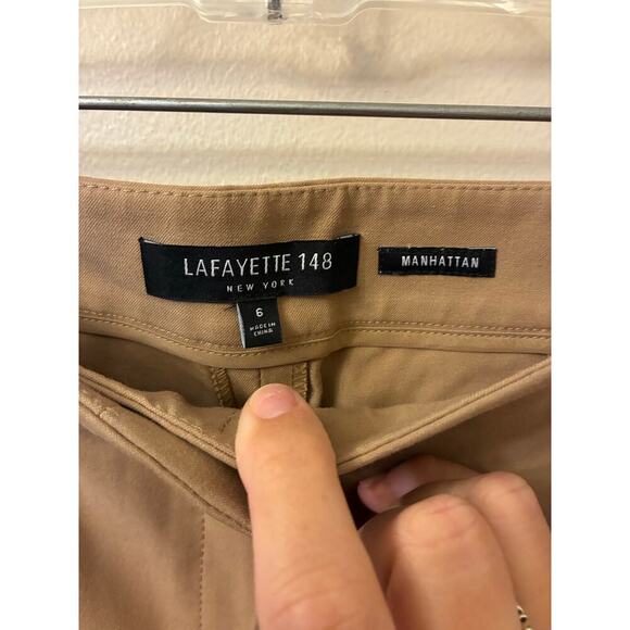 Lafayette 148 Manhattan Ankle Step Hem Khaki Pants Size 6 - Picture 3 of 6